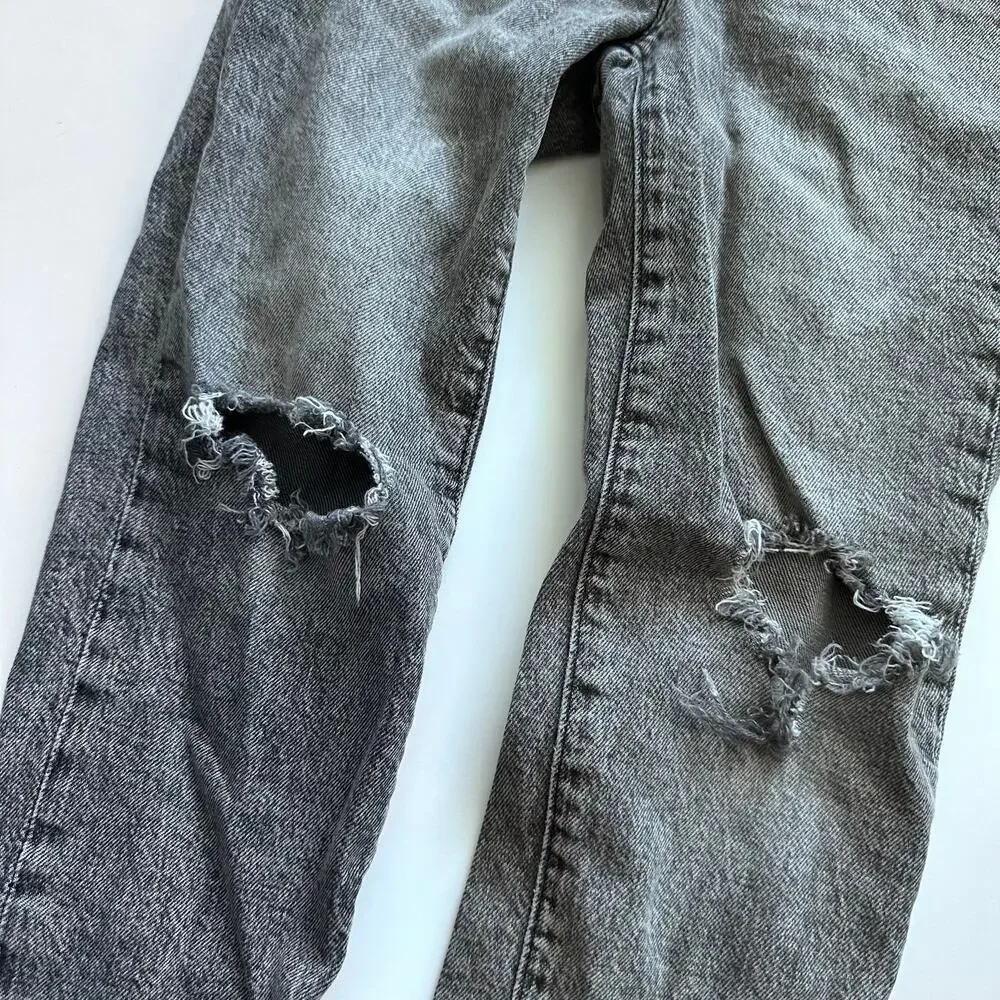 Gap girlfriend slim black wash distressed jeans
